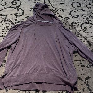 purple hoodie with sleeve detail